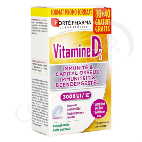 Vitamine D3 3000 UI - 120 tabletten