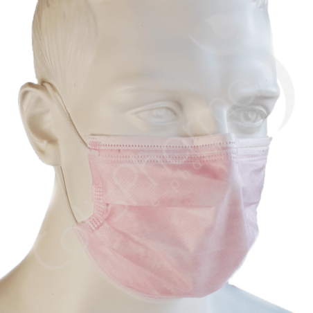 Masque chirurgical rose 3 plis type IIR x 50