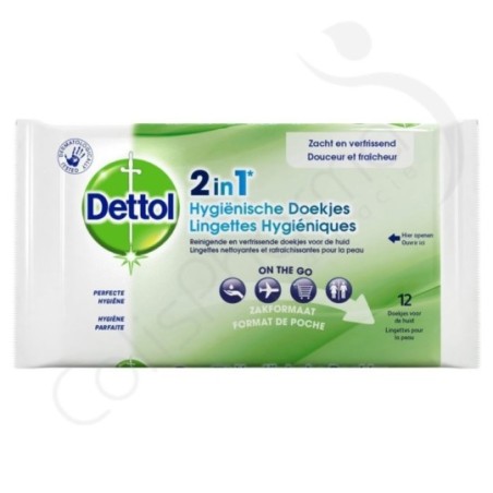 Dettol 2 in 1 - 12 hygiënische doekjes