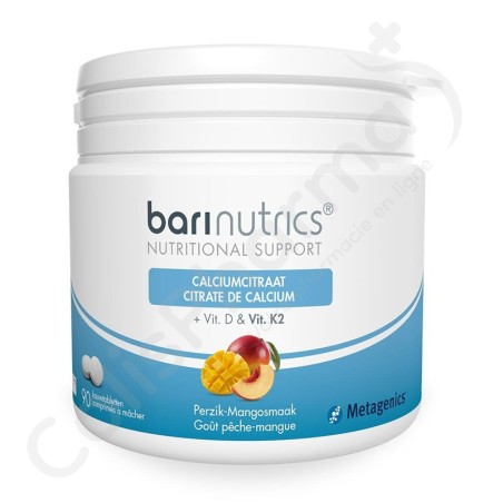 BariNutrics Calcium 2000 mg Pêche-Mangue - 90 comprimés à croquer