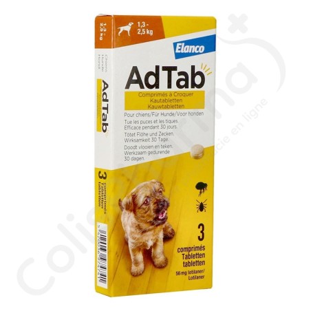 AdTab Hond 1,3kg - 2,5kg - 3 kauwtabletten