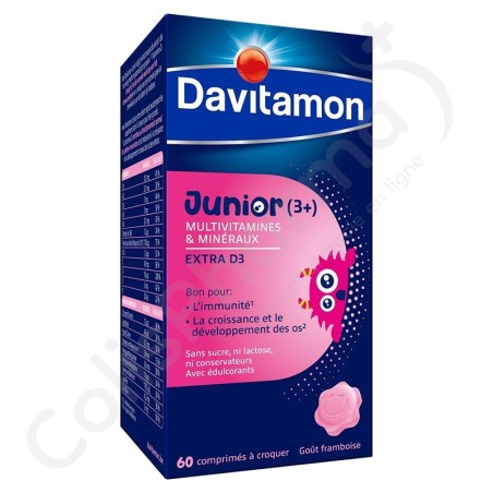 Davitamon Junior Multivitamines Framboise - 60 comprimés