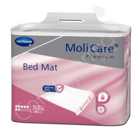 Molicare Bed Mat 7 Druppels 60 x 90 cm avec rabats (90 x 180 cm) - 30 onderleggers