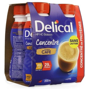 Delical Boisson Concentrée Protéinée HP/HC Sans Lactose Café - 4x200 ml