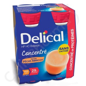 Delical Boisson Concentrée Protéinée HP/HC Sans Lactose Pêche-Abricot - 4x200 ml