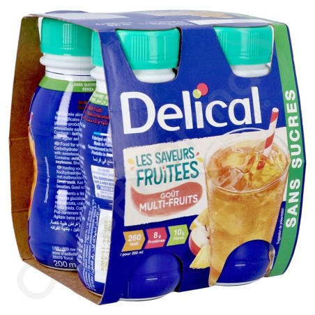 Delical Boisson Fruitée Sans Sucres Multi-Fruits - 4x200 ml