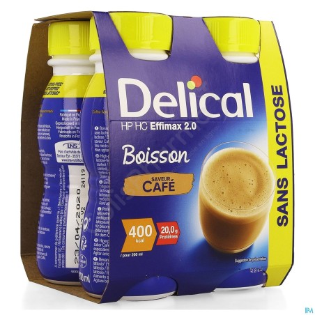 Delical Boisson HP-HC Effimax 2.0 Sans Lactose Café - 4x200 ml