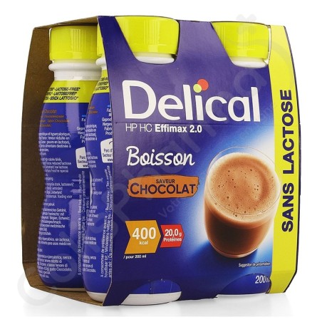 Delical Boisson HP-HC Effimax 2.0 Sans Lactose Chocolat - 4x200 ml