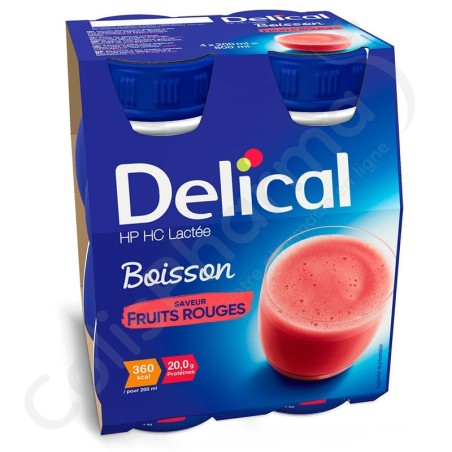 Delical Boisson Lactée HP-HC 360 Fruits Rouges - 4x200 ml