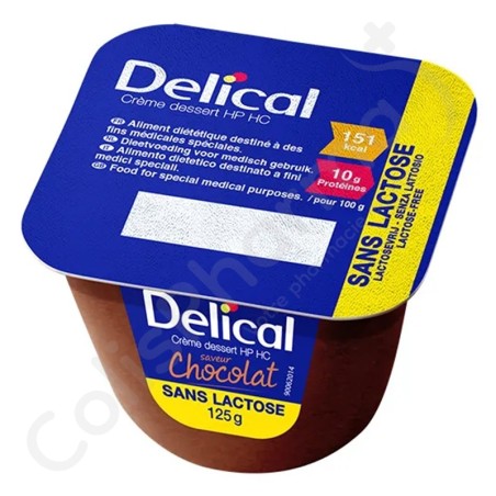 Delical Crème Dessert HP-HC Sans Lactose Chocolat - 4x125 g