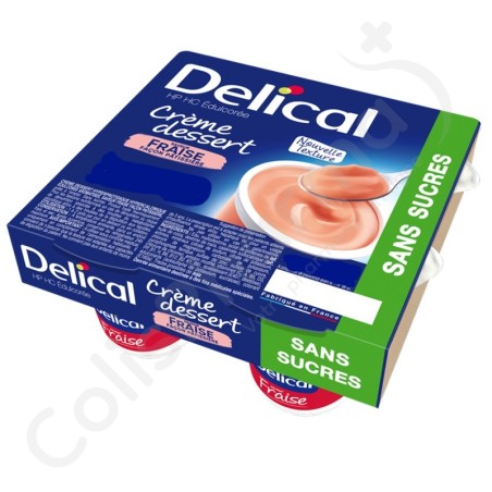 Delical Crème Dessert HP-HC Sans Sucres Fraise - 4x125 g