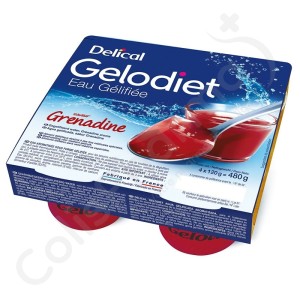 Delical Gelodiet Eau Gélifiée Grenadine - 4x120 g