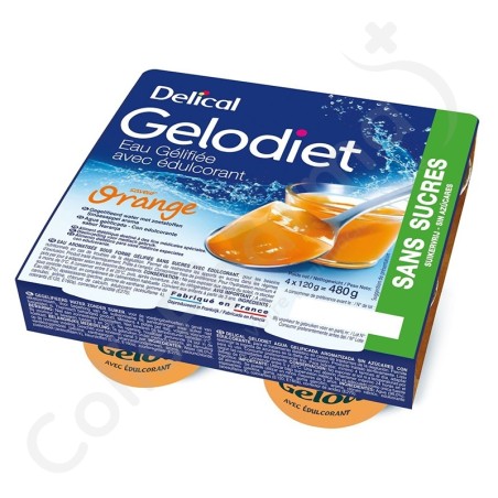 Delical Gelodiet Gegelifieerd Water Suikervrij Sinaasappel - 4x120 g