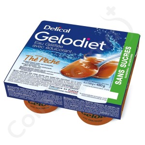 Delical Gelodiet Eau Gélifiée Sans Sucres Thé Pêche - 4x120 g