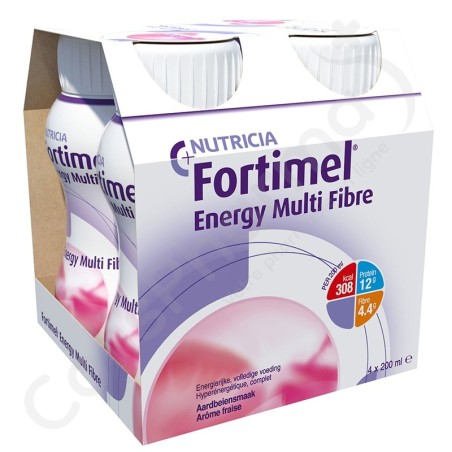 Fortimel Energy Multi Fibre Aardbei - 4x200 ml