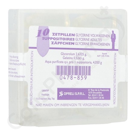 Glycerine Sopreli - 10 suppositoires