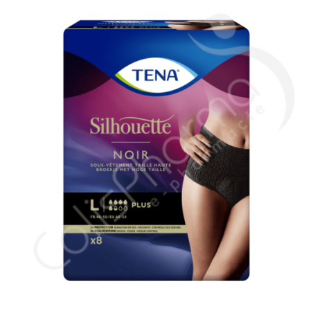 Tena Silhouette Plus Noir Large - 8 beschermende onderbroeken