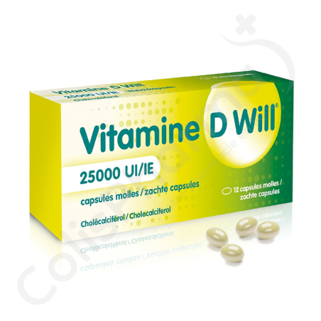 Vitamine D Will 25 000 UI - 12 zachte capsules