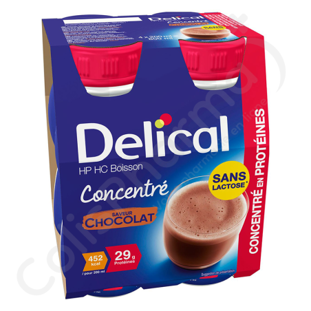 Delical Geconcentreerde Proteïnedrank HP/HC Lactosevrije Chocolat - 4x200 ml