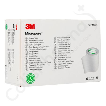 Micropore 3M Sparadrap microporeux 5 cm x 9,1 m - 6 sparadraps