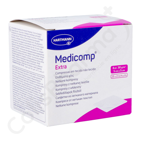 Medicomp Extra 5 cm x 5 cm 6 Plis Stérile - 25 x 2 pièces