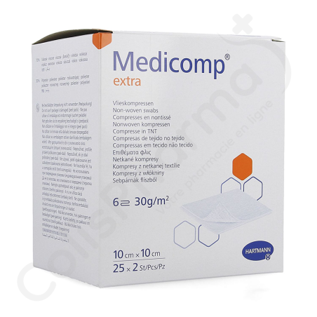 Medicomp Extra 10 cm x 10 cm 6 Lagen Steriel - 2 x 25 stuks